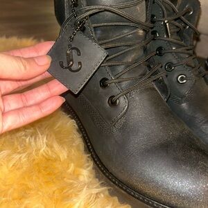 Chic Black Leather Women's Combat Boots